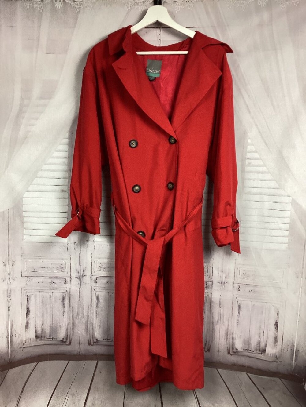 Drizzle Vintage Red Long Trench Coat 8